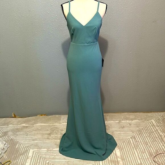 New Lulus melora slate blue sleeveless maxi dress size S